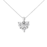 10K White Gold 1.0 Cttw Round-Cut and Princess-Cut Diamond Heart Shaped 18" Pendant Necklace (H-I Color, SI2-I1 Clarity)