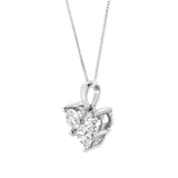 10K White Gold 1.0 Cttw Round-Cut and Princess-Cut Diamond Heart Shaped 18" Pendant Necklace (H-I Color, SI2-I1 Clarity)