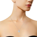 10K White Gold 1.0 Cttw Round-Cut and Princess-Cut Diamond Heart Shaped 18" Pendant Necklace (H-I Color, SI2-I1 Clarity)