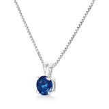 10K White Gold Round Brilliant Cut Lab Grown Blue Diamond 4-Prong Solitaire Pendant Necklace (Blue Color, VS2-SI1 Clarity) - 18" - Pack Of: 1