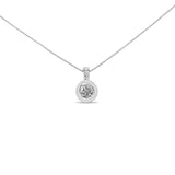 10K White Gold 1/4 Cttw Round and Baguette Diamond Bale and Solitaire 18" Pendant Necklace (I-J Color, I2-I3 Clarity)