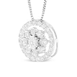 10K White Gold 1/2 Cttw Miracle Set Diamond Cluster Flower Halo 18" Pendant Necklace (I-J Color, I1-I2 Clarity)