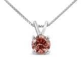 10K White Gold 1/4 Cttw Round Brilliant Cut Lab Grown Diamond 4-Prong Solitaire Pendant Necklace