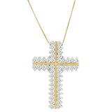 10 Karat Yellow Gold 2 CTTW Round Cut Diamond Cross Pendant Necklace