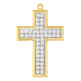 10 Karat Yellow Gold 1 1/2 CTTW Round Cut Diamond Filled Cross Pendant Necklace