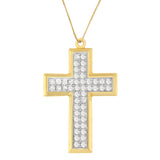 10 Karat Yellow Gold 1 1/2 CTTW Round Cut Diamond Filled Cross Pendant Necklace