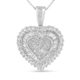 10 Karat White Gold 1 CTTW Multi-cut 1 CTTW Diamond Heart Pendant Necklace