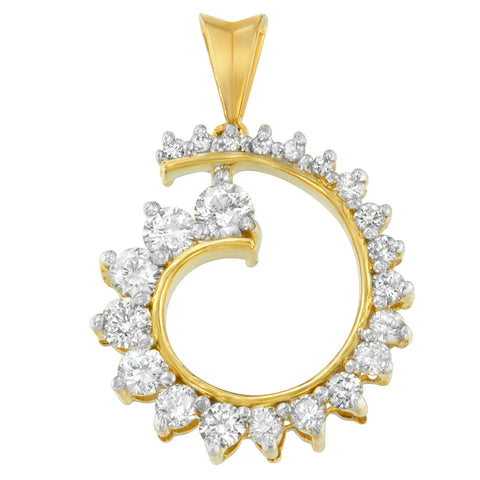 10 Karat Yellow Gold 1 CTTW Round Cut Diamond Curve Pendant Necklace