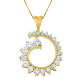 10 Karat Yellow Gold 1 CTTW Round Cut Diamond Curve Pendant Necklace