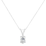 10 Karat White Gold 1/3 CTTW Diamond Oval Pendant Necklace