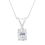 IGI certified 10 Karat White Gold 3/8 Carat Total Weight 4-Prong Set Oval-cut Diamond Solitaire 18" Pendant Necklace