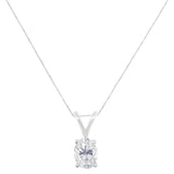 IGI certified 10 Karat White Gold 3/8 Carat Total Weight 4-Prong Set Oval-cut Diamond Solitaire 18" Pendant Necklace