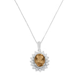 10 Karat White Gold Diamond and 9MM Gemstone Pendant Necklace  - Pack Of: 1 | Design: White gold (h-i,i1-i2)