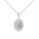 10 Karat White Gold Diamond and 9MM Gemstone Pendant Necklace  - Pack Of: 1 | Design: White gold (h-i,i1-i2)