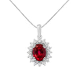 10 Karat White Gold Diamond and 9MM Gemstone Pendant Necklace  - Pack Of: 1 | Design: White gold (h-i,i1-i2)