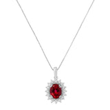 10 Karat White Gold Diamond and 9MM Gemstone Pendant Necklace  - Pack Of: 1 | Design: White gold (h-i,i1-i2)