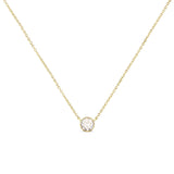 10 Karat Yellow Gold 1.0 Carat Total Weight Round Brilliant-Cut Diamond Modern Bezel-Set Solitaire Adjustable 16"-18" Pendant Necklace