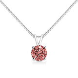 White Gold 1/2 Carat Total Weight 4 Prong Set Lab Grown Pink Karat Diamond Solitaire 18" Pendant Necklace  - Color: White gold | Pack Of: 1