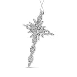 14K White Gold 1.0 Cttw Cocktail Cluster Cross 18" Pendant Necklace (H-I Color, SI1-SI2 Clarity)