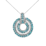 14KT White Gold 1/2 cttw Treated Blue Diamond Round Pendant Necklace (I-J, I1-I2)