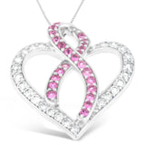 14K White Gold 1ct. TGW Diamond And Pink Sapphire Gemstone Pendant Necklace (G-H, SI2-I1)