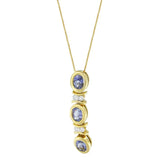 14K White Gold Round Cut Diamonds and Tanzanite Pendant Necklace (1.20 cttw, G-H Color, SI2-I1 Clarity)