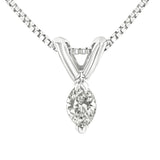 14k White Gold 1/10 Cttw Marquise Diamond Solitaire 18" Pendant Necklace (H-I Color, VS1 Clarity)