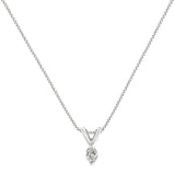 14k White Gold 1/10 Cttw Marquise Diamond Solitaire 18" Pendant Necklace (H-I Color, VS1 Clarity)