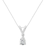 14K White Gold 1/5 cttw Pear Diamond Solitaire Pendant Necklace (H-I, S1-S12)