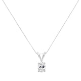 IGI Certified 14K White Gold 1/5 cttw Oval-cut Solitaire Diamond 18" Pendant Necklace (H-I Color, I1 Clarity)