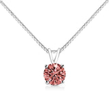 14K White Gold 1/2 Cttw Round Brilliant Cut Lab Grown Diamond 4 Prong Solitaire Pendant Necklace - Pack Of: 1