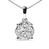 14k White 1.00 Cttw Lab Grown Diamond Cluster Pendant 18" Necklace (G-H Color, VS1-VS2 Clarity)