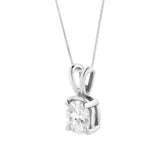 AGS Certified 14K White Gold 1/3 cttw Diamond Oval 18" Pendent Necklace (H-I Color, VS1-VS2 Clarity)