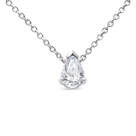 AGS Certified 14K White Gold 1/2 Cttw Diamond Pear 18