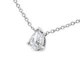 14K White Gold 1/2 Cttw Lab Grown Pear Shape Solitaire Diamond Pendent 18" Necklace (F-G Color, VS2-SI1 Clarity)