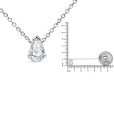 14K White Gold 1/2 Cttw Lab Grown Pear Shape Solitaire Diamond Pendent 18" Necklace (F-G Color, VS2-SI1 Clarity)