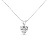 14K White Gold Martini Set 1.00 Cttw Lab Grown Heart Diamond Solitaire 18" Pendant Necklace (F-G Color, VS1-VS2 Clarity)