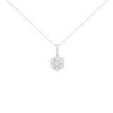 14K White Gold 2.00 Cttw Brilliant Round-Cut Diamond 7 Stone Flower Cluster 18" Pendant Necklace (H-I Color, SI2-I1 Clarity)