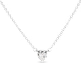 14K White Gold 1.0 Cttw Lab Grown Diamond Heart Shape Solitaire Pendant Necklace (F-G Color, VS1-VS2 Clarity)