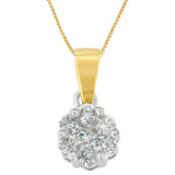 14 Karat Two-Toned Gold 1 CTTW Round Cut Diamond Circle Halo Pendant Necklace