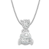 14 Karat White Gold 1/2 CTTW Round Cut Diamond Pendant Necklace