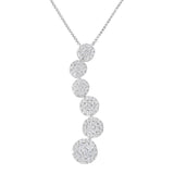 14 Karat White Gold 1 CTTW Diamond Cluster Journey Pendant Necklace