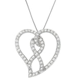 14 Karat White Gold 1 CTTW Diamond Heart Pendant Necklace