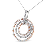 Two-Tone 14 Karat Gold 1 CTTW Round Cut Diamond Circle Loop Pendant Necklace