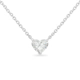 IGI Certified 14 Karat White Gold 1/2 Carat Total Weight Lab Grown Heart Shape Diamond Solitaire 18" Pendant Necklace