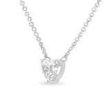 IGI Certified 14 Karat White Gold 1/2 Carat Total Weight Lab Grown Heart Shape Diamond Solitaire 18" Pendant Necklace