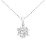 14 Karat White Gold 1 Carat Total Weight Brilliant Round-Cut Diamond 7 Stone Flower Pendant Necklace  - Size: 18 INCH | Pack Of: 1