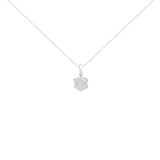 14 Karat White Gold 1 Carat Total Weight Brilliant Round-Cut Diamond 7 Stone Flower Pendant Necklace  - Size: 18 INCH | Pack Of: 1