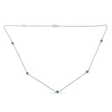 Sterling Silver Treated Diamond By Yard Necklace (1/2 cttw, Blue Color, I2-I3 Clarity)