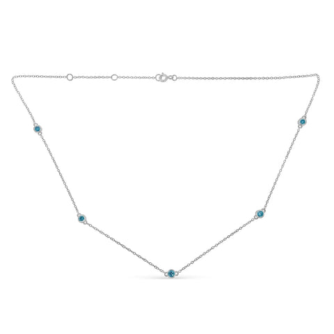 Sterling Silver Treated Diamond By Yard Necklace (1/2 cttw, Blue Color, I2-I3 Clarity)